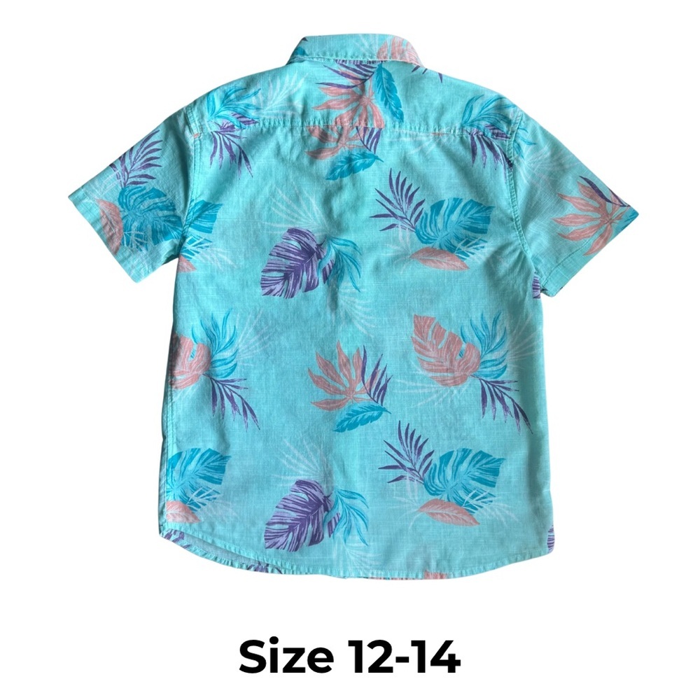 Bixby Nomad Boys 100% Cotton Button Down Shirt 12-14 Beach Youth Large Caribbean - Picture 4 of 9